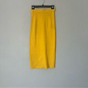Mara Hoffman Midi Ribbed Knit Skirt in Yellow